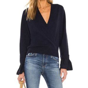 Milly Women Woven Wrap Front Dolman Wool Cashmere Sweater Size Large